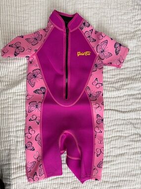 Goldfin Pink Butterfly Kids Swim Wetsuit - NWOT